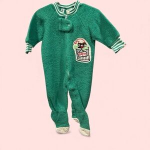 Vintage 70s Sesame Street green Oscar the Grouch Toddler Time Sleep onsie footed